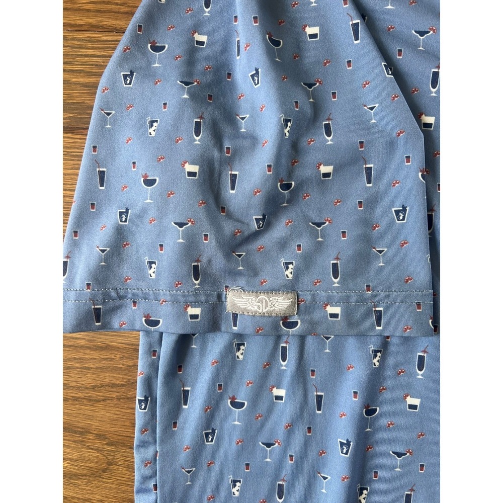 Straight Down Mens XL Golf Polo Blue Cocktail Print Cabo Del Sol Short Sleeve - Picture 2 of 4